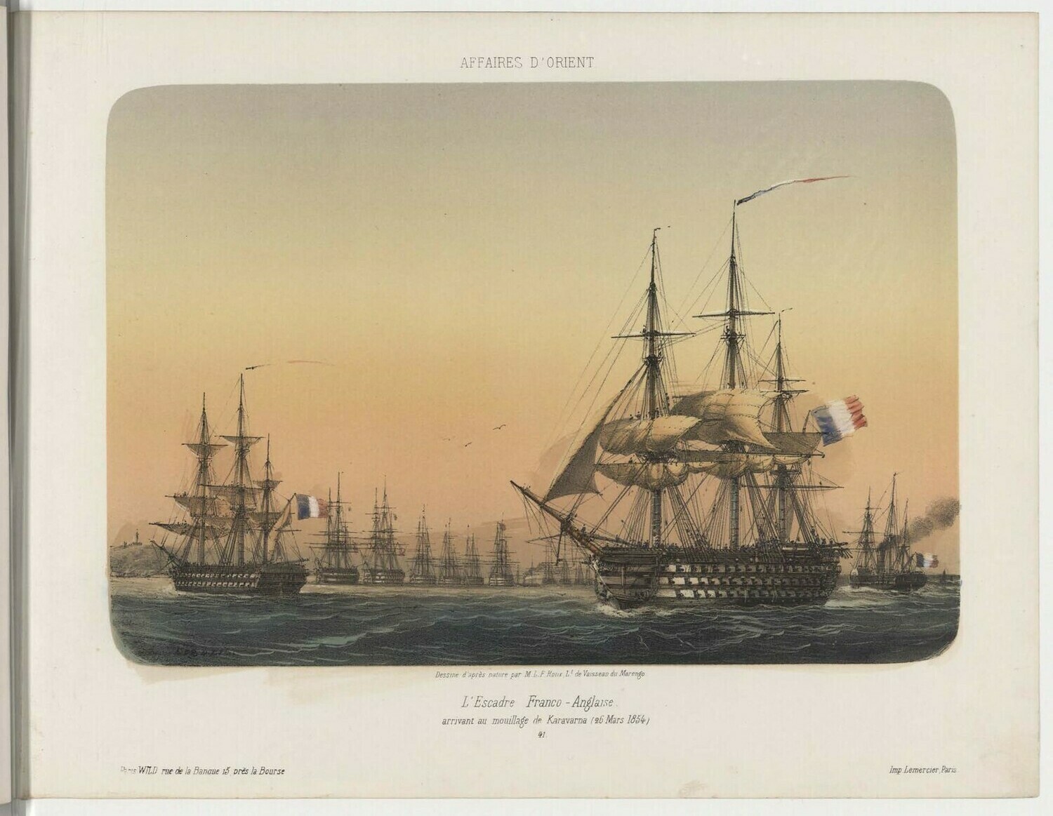 Франко-английская эскадра прибывает на стоянку. 26 марта 1854 года.