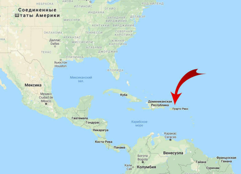 Остров Пуэрто Рико на карте
