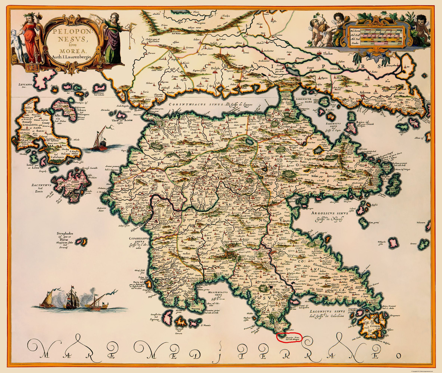 Мыс Тенарон (Матапан) на карте Греции