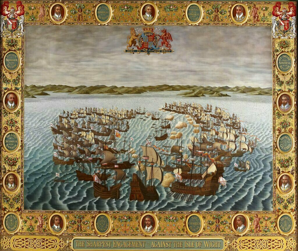 Испанский и английский флоты у острова Уайт