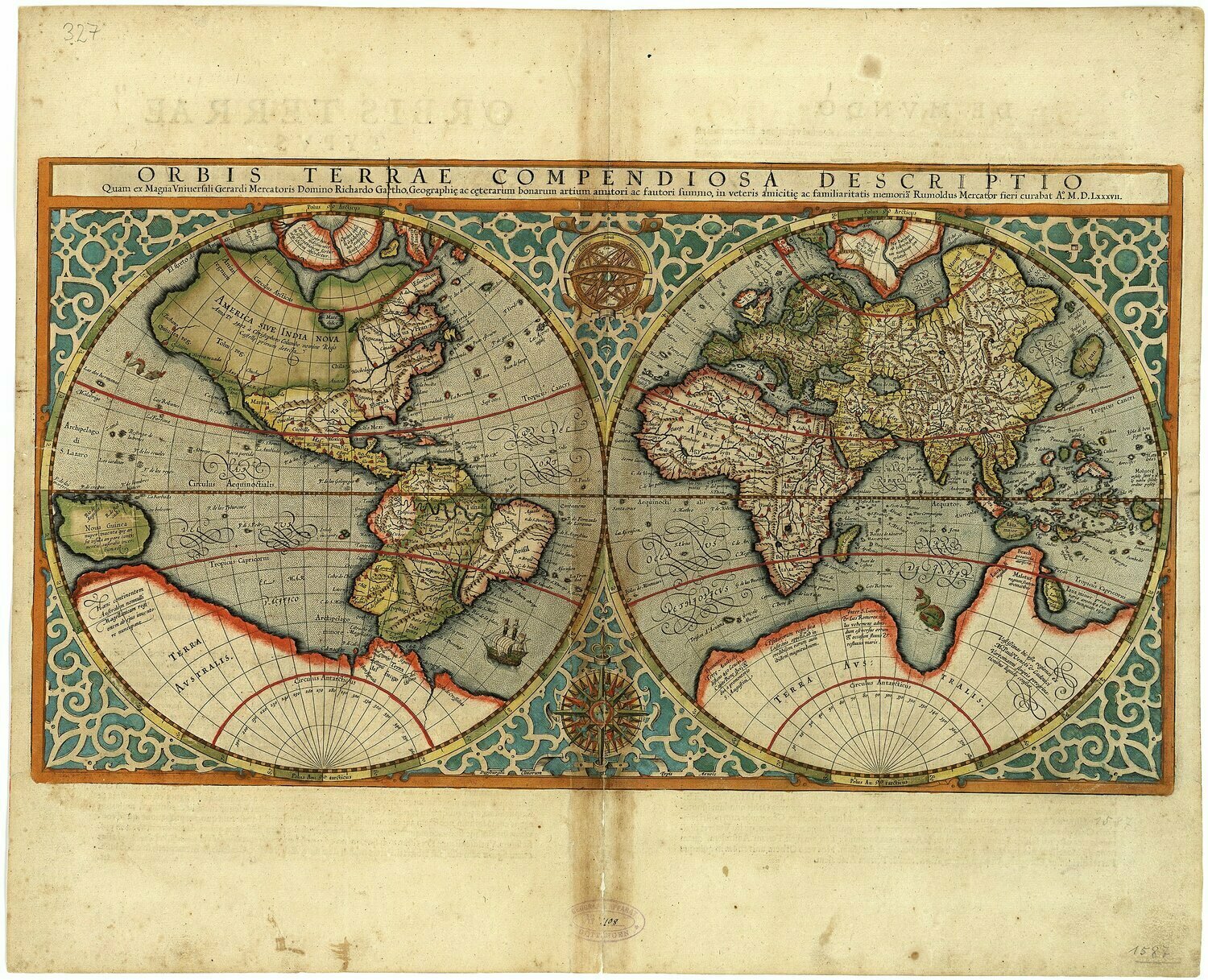 Карта мира Меркатора 17 век