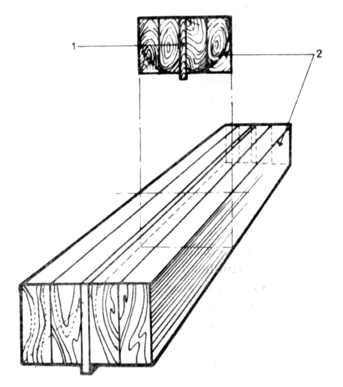 Деревянный блок из вертикально расположенных досок для моделирования