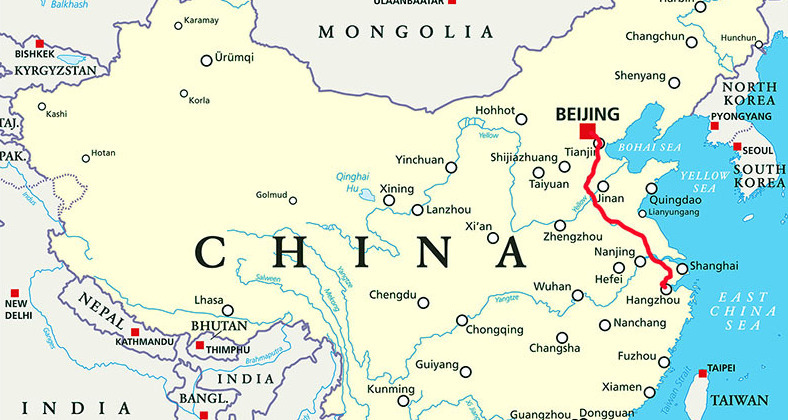 Великий канал в Китае на карте