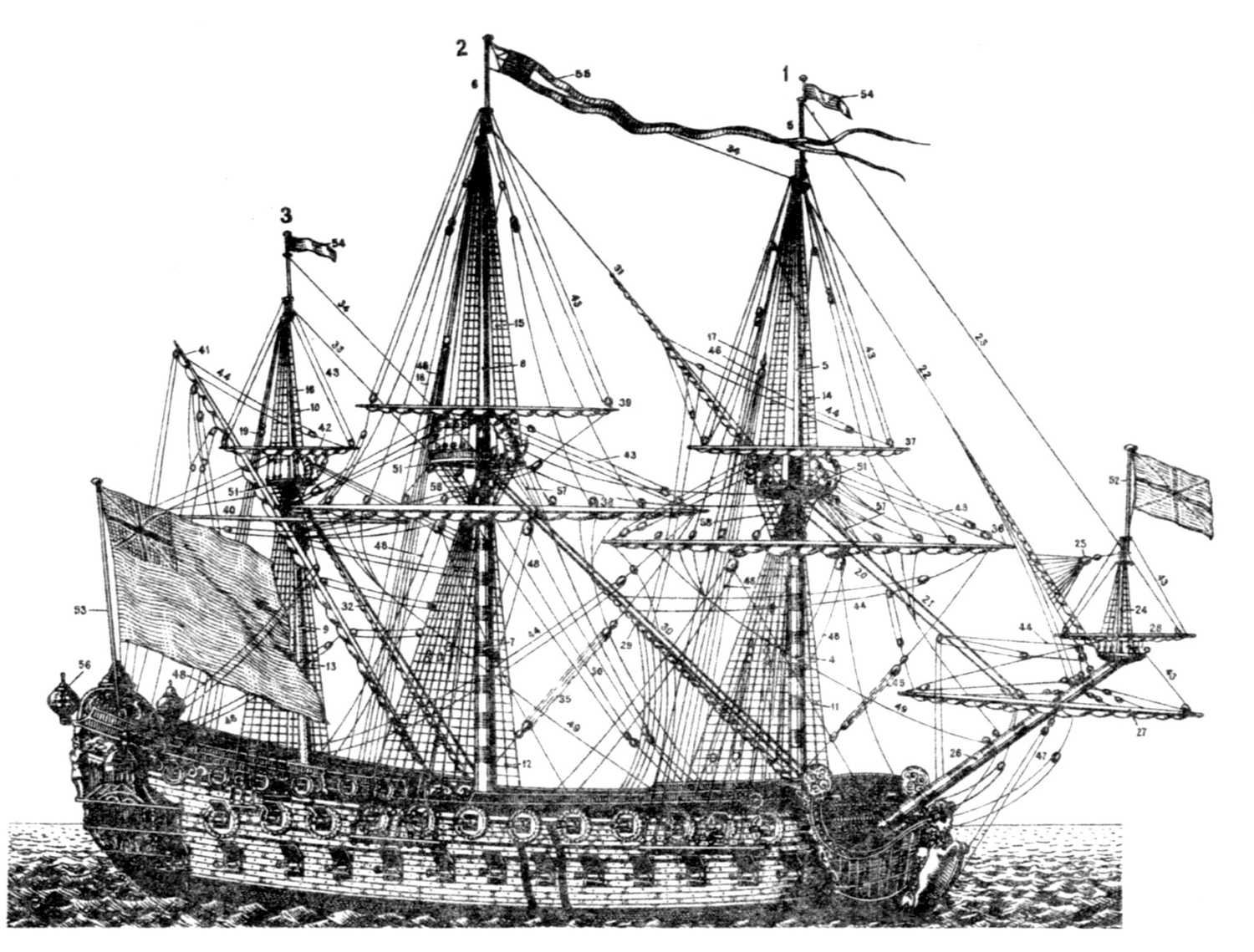 Английское военное судно конца XVII - начала XVIII в.