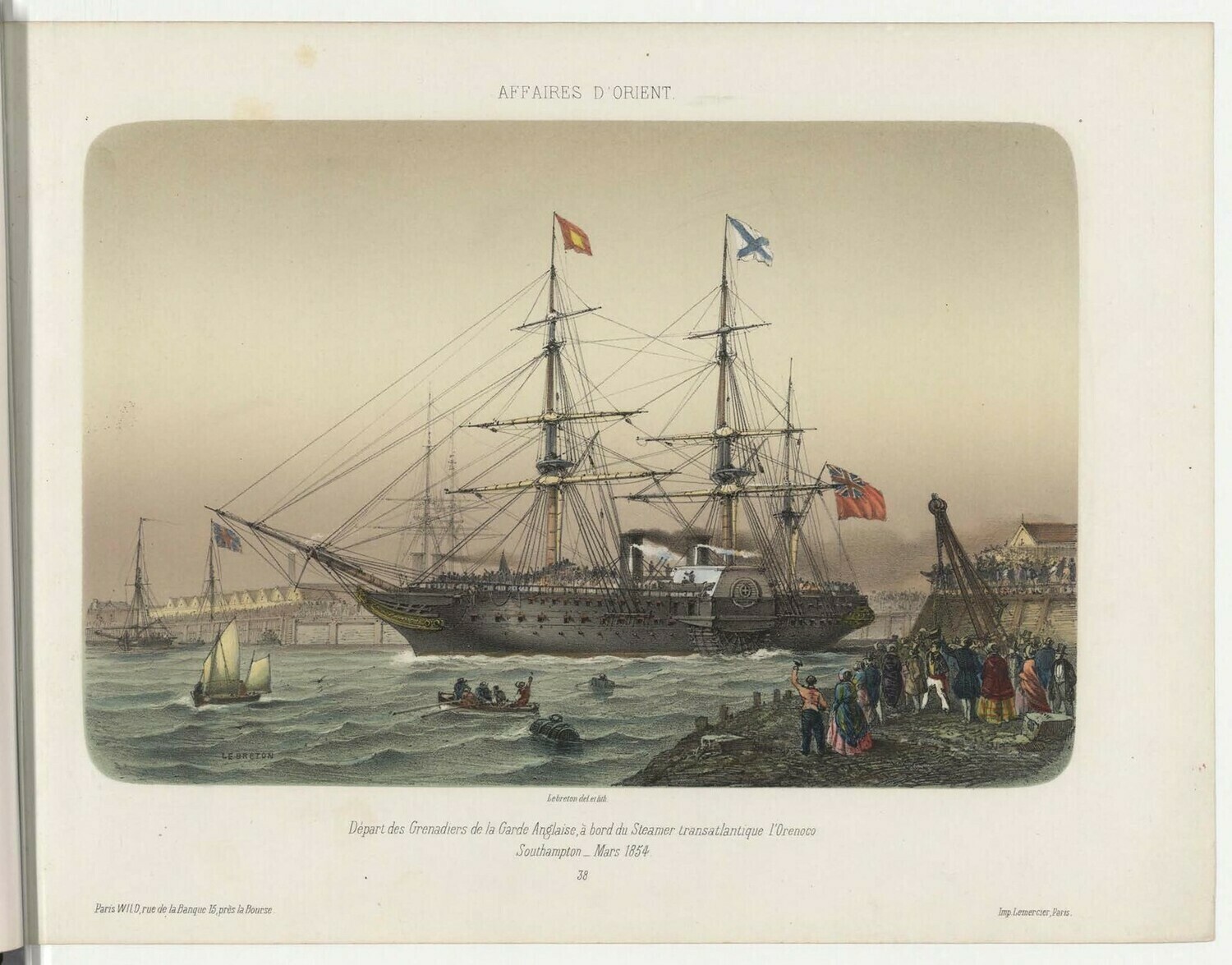 Отбытие гренадеров английской гвардии на борту трансатлантического парохода "Ориноко".