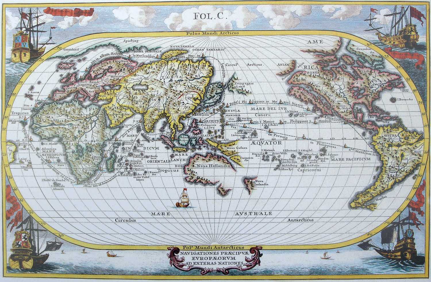 Старинная карта Карта мира 1700 г.