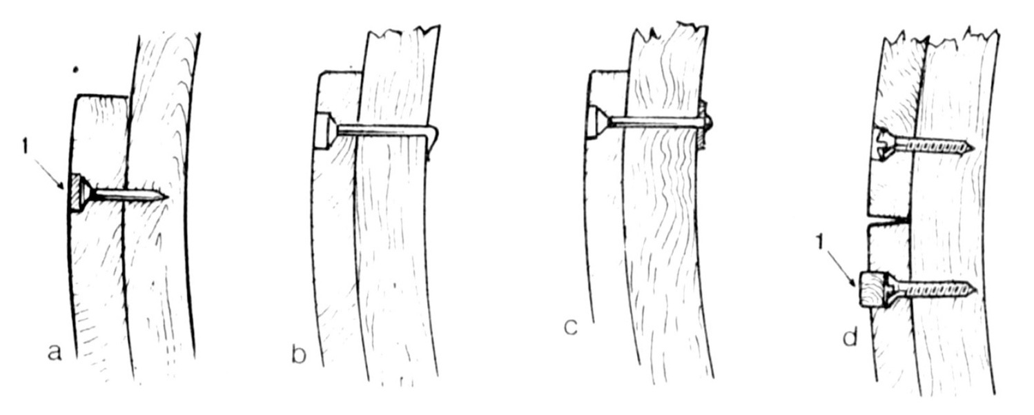 Различные способы крепления обшивки при помощи гвоздей и шурупов