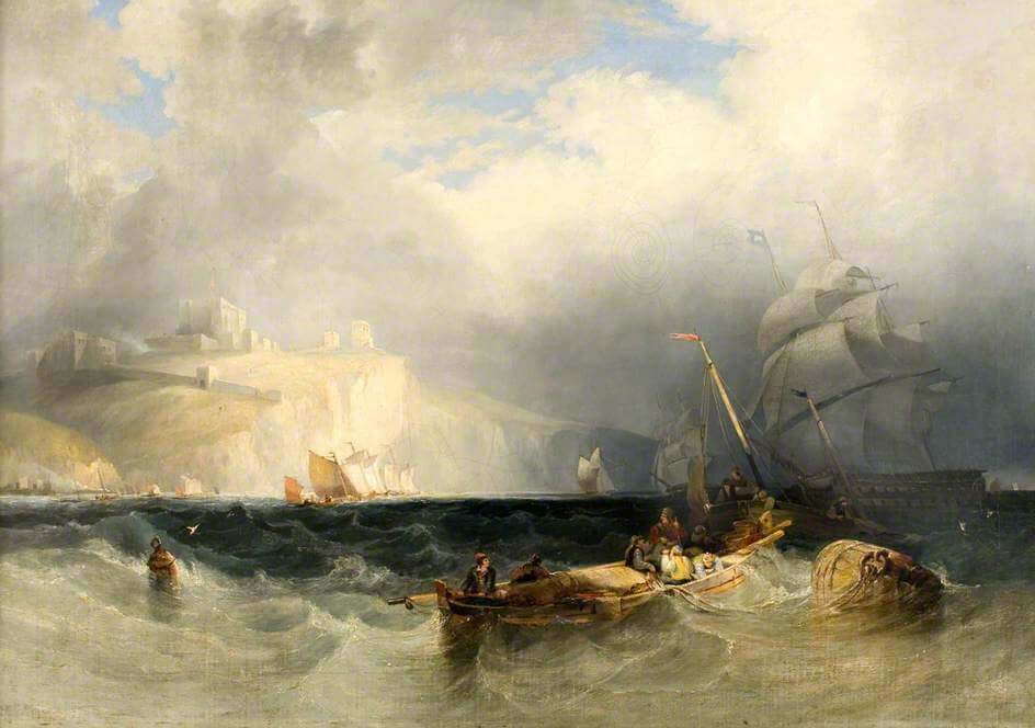 Джордж Рейнагл. Французские рыбацкие лодки в штормовом ветре у берегов Дувра.