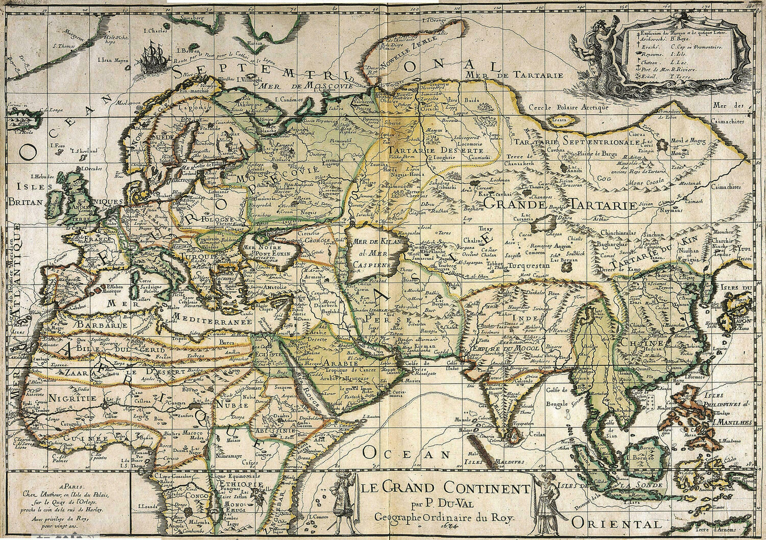 Старинная карта Карта Евразии 1684 г.