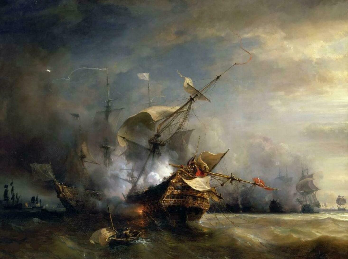 Теодор Гюден. Морской бой близ Корнуэлла 21 октября 1707 года.