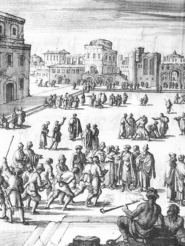 Гравюра 17 век: рынок невольников
