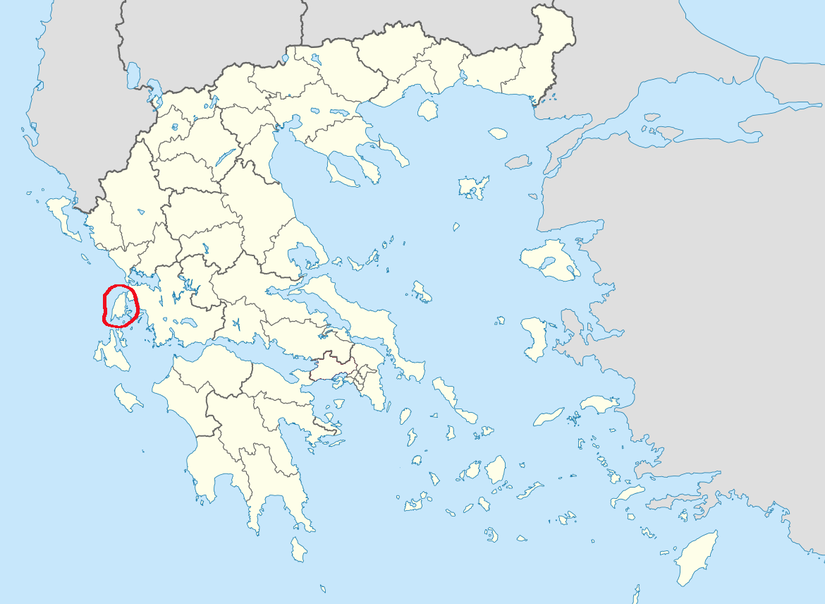 Остров Лефкада (Лефкас) на карте Греции
