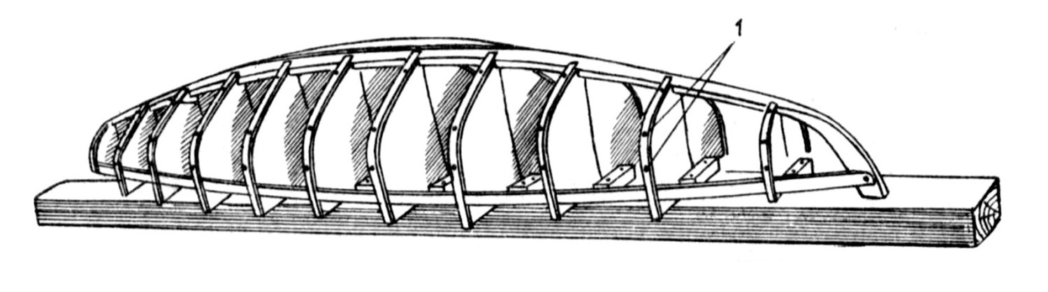 Готовая форма из шаблонов и установка гнутых шпангоутов