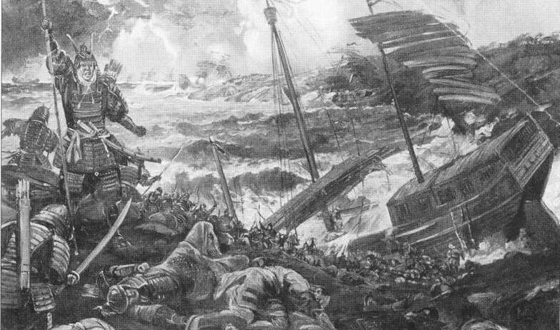 Классическая китайская морская джонка участвует в неудачной попытке монголов вторгнуться в Японию, 1281 г.