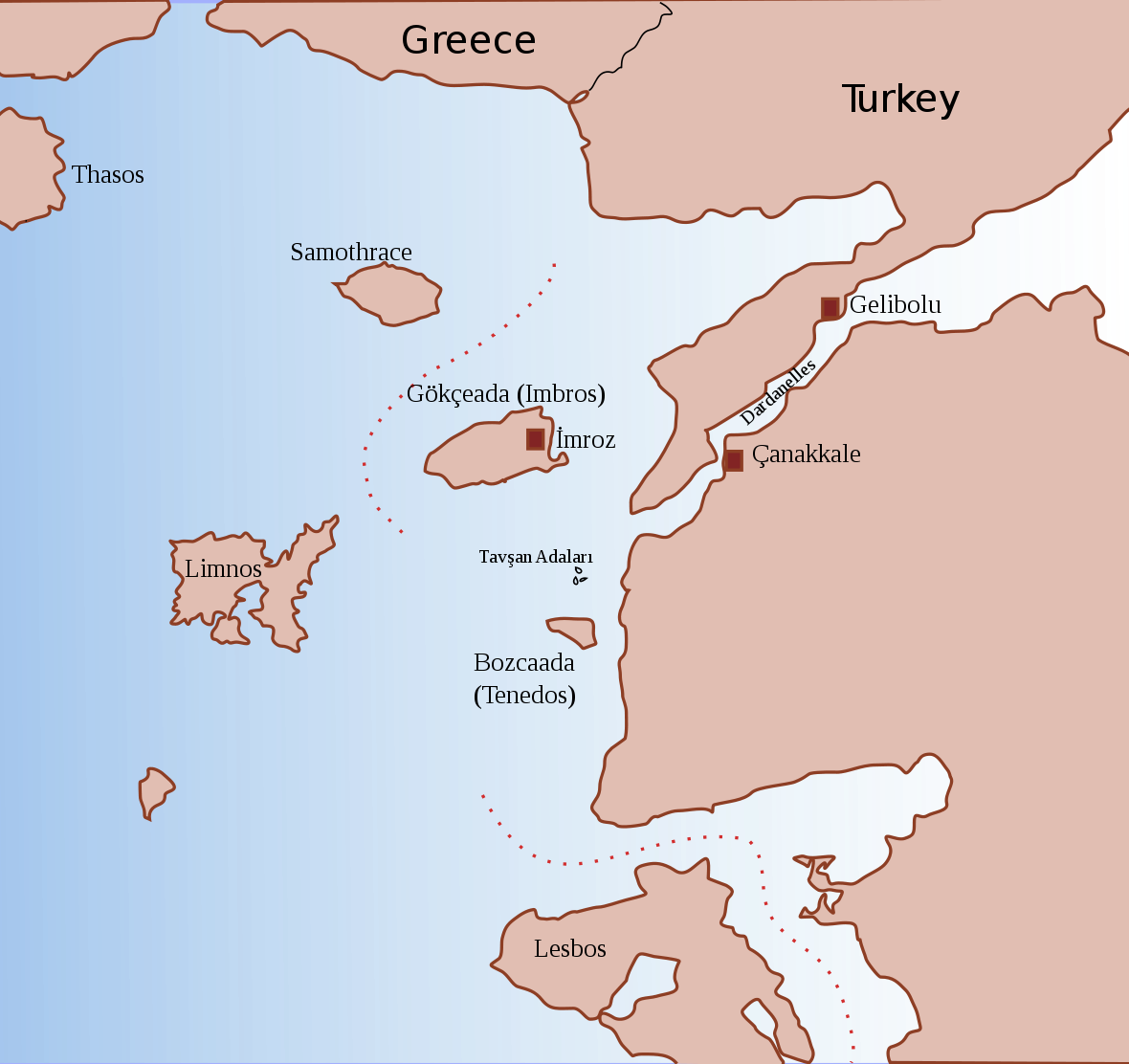 Остров Тенедос на карте