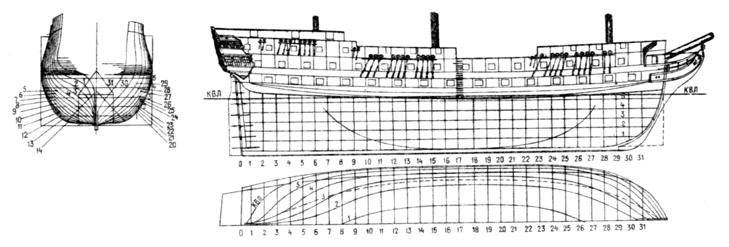 Английское 74-пушечное воен¬ное парусное судно, 1779 г.
