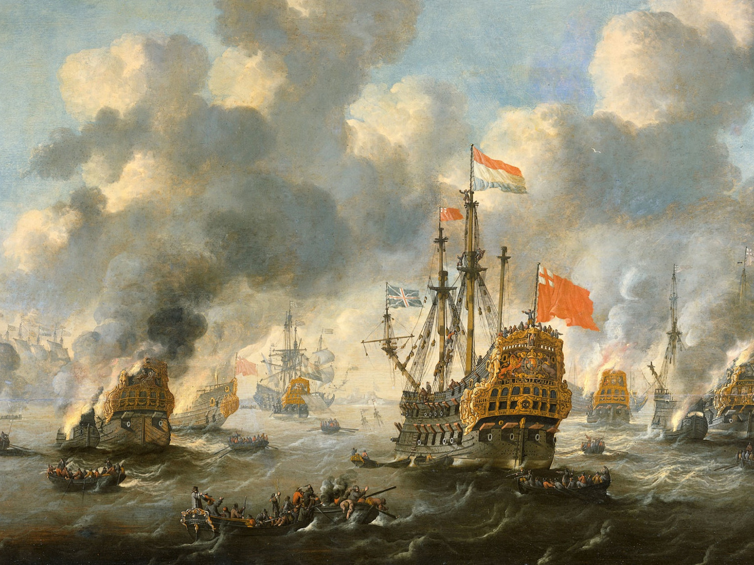 Петер ван де Вельде. Сожжение Английского Флота в Чатеме.