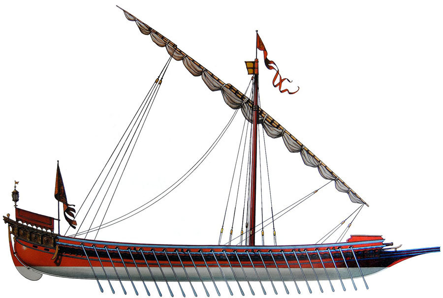 Легкая одномачтовая галера папского флота второй половины XVI века
