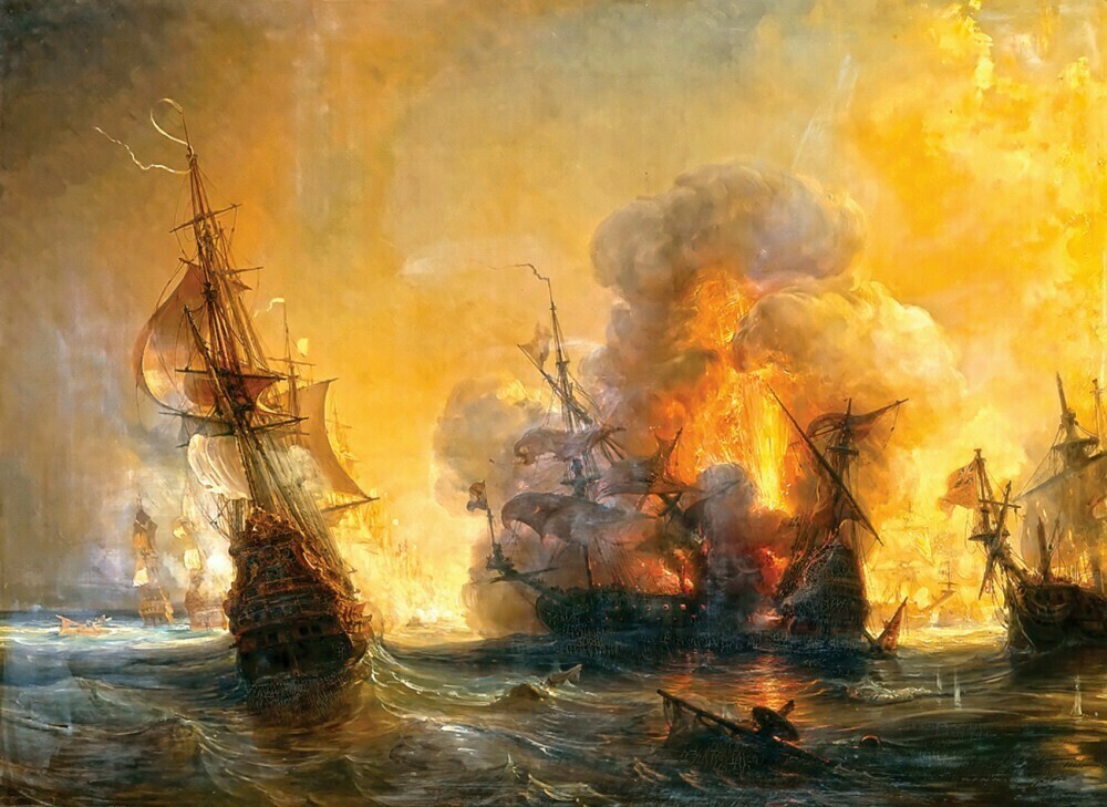 Гюден Теодор Жан Антуан. Атака на английский флот графом Турвиллем и Жаном Бартом в Смирне.