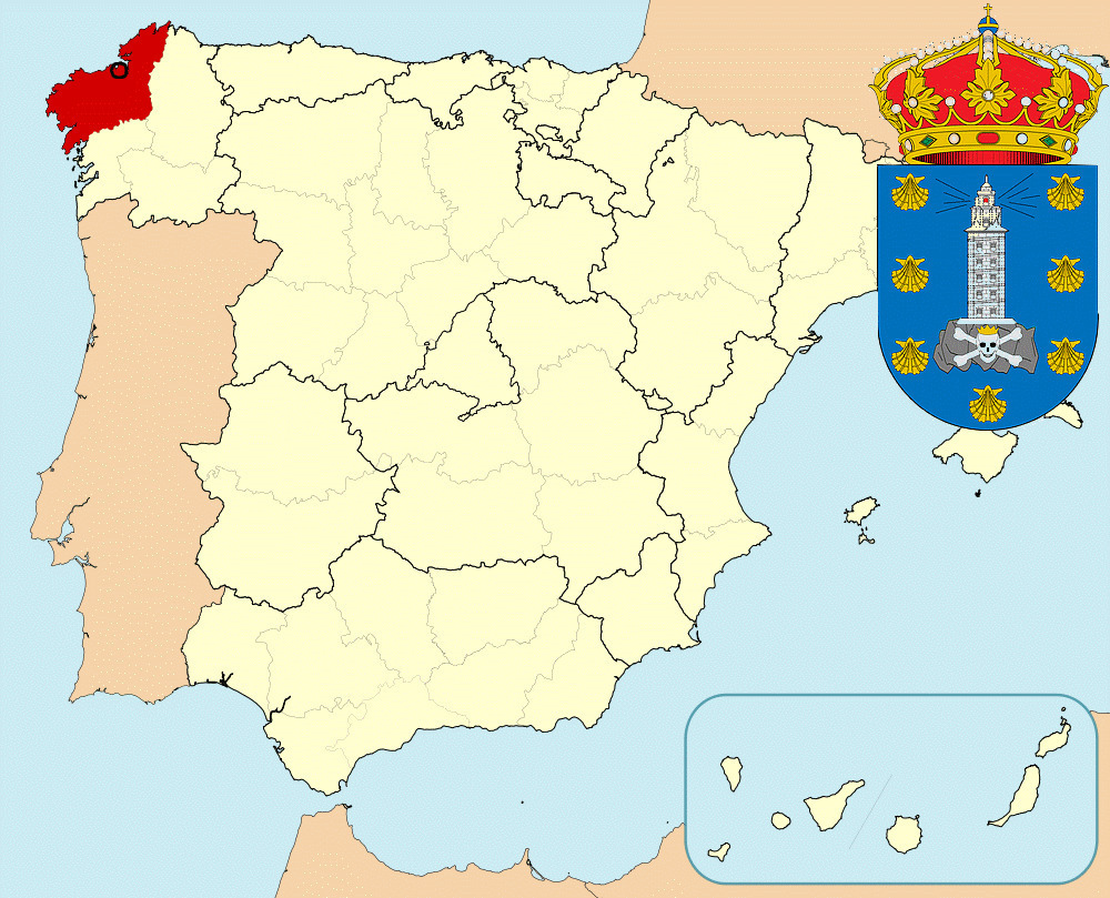 Порт Ла-Корунья на карте Испании