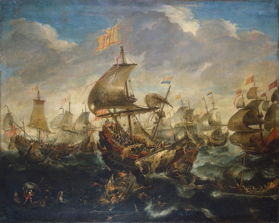 Андрис ван Эртфельт. Сражение испанского флота с кораблями восставшей Голландии в мае 1573 года во время осады Хралема.