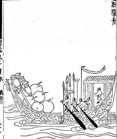 Китайский составной баркас, использовавшийся в роли миноукладчика