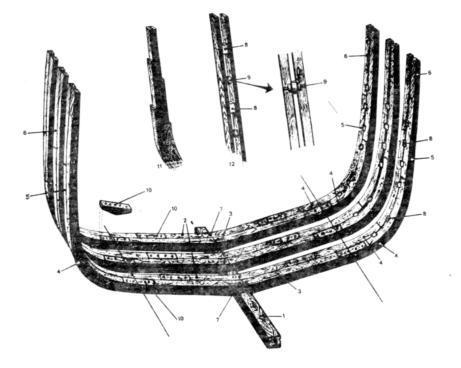Шпангоуты средней части парус­ного деревянного судна