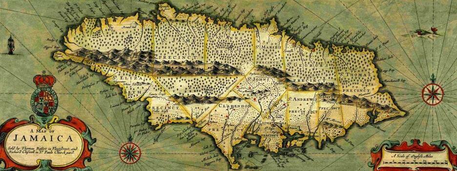 Карта Ямайки 17 века
